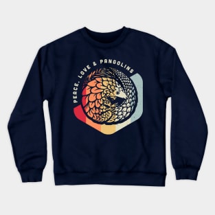 Peace, Love & Pangolins - Vintage Geometric Design Crewneck Sweatshirt